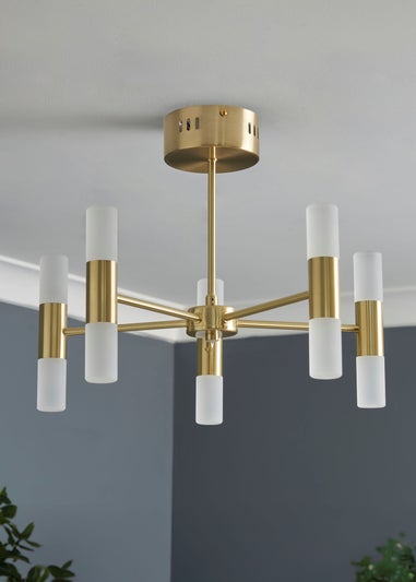 BHS Lois 10 Light Semi Flush LED Satin Brass (35cm x 43cm)