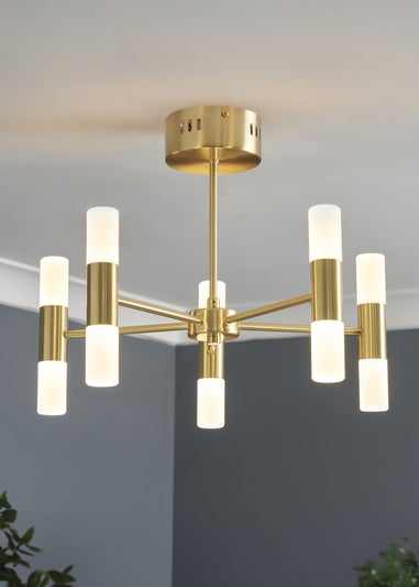 BHS Lois 10 Light Semi Flush LED Satin Brass (35cm x 43cm)