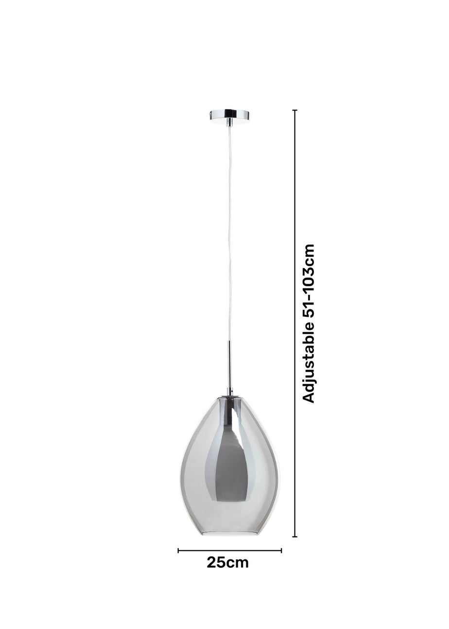 BHS Carmella Pendant Chrome (Adjustable 51-103cm x 25cm)