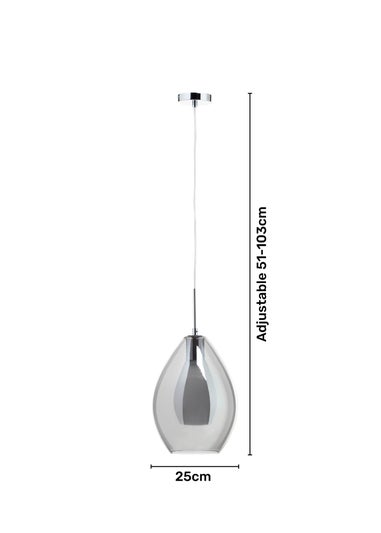 BHS Carmella Pendant Chrome (Adjustable 51-103cm x 25cm)