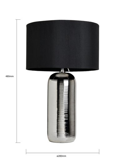 BHS Cylinder Textured Table Lamp Silver (48cm x 28cm)
