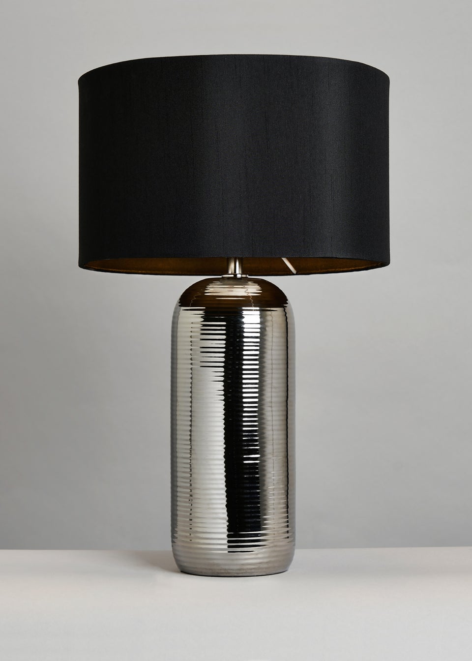 BHS Cylinder Textured Table Lamp Silver (48cm x 28cm)