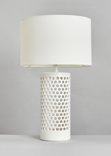 BHS Pierced Ceramic Table Lamp White (47cm x 28cm)
