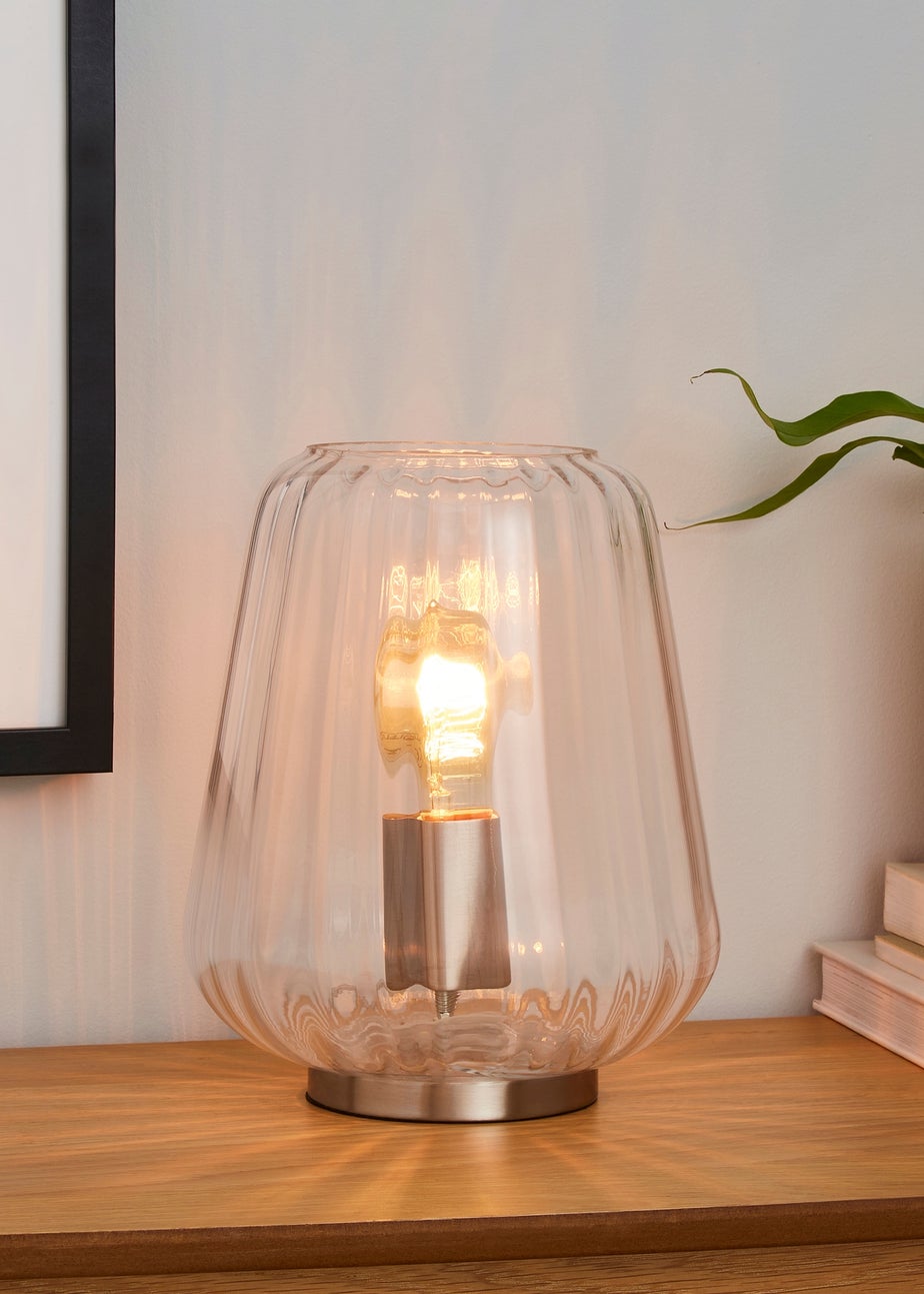BHS Clear Glass Table Lamp (23cm x 20cm)