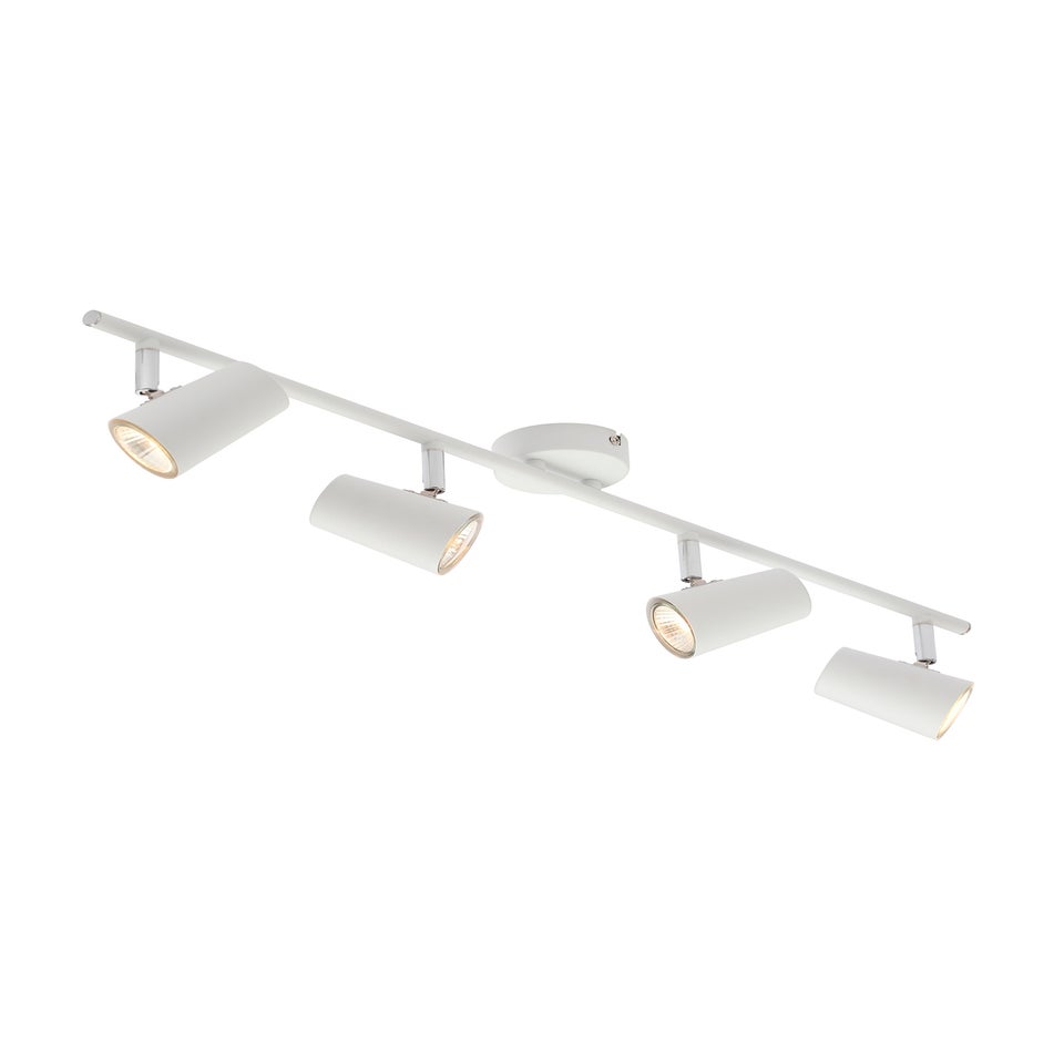 BHS Harv Adjustable 4 Spotlight Ceiling Bar White (13cm x 78cm)