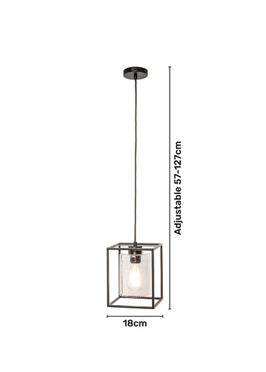 BHS Hardy 1 Light Pendant Matt Black (Adjustable 57-127cm x 18cm)