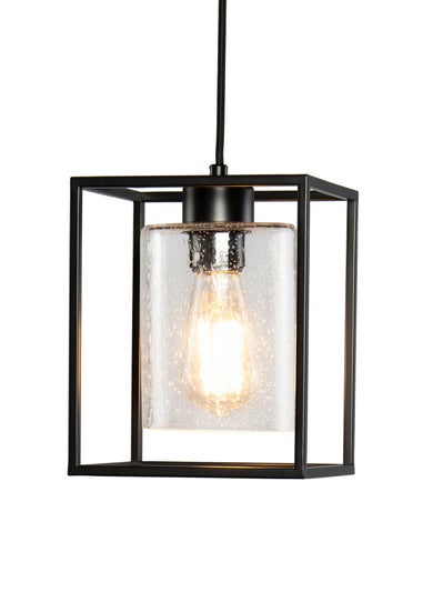 BHS Hardy 1 Light Pendant Matt Black (Adjustable 57-127cm x 18cm)