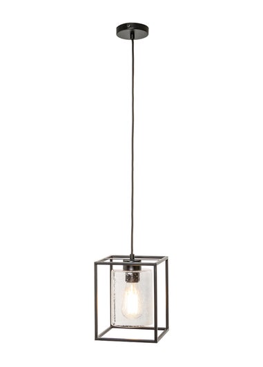 BHS Hardy 1 Light Pendant Matt Black (Adjustable 57-127cm x 18cm)