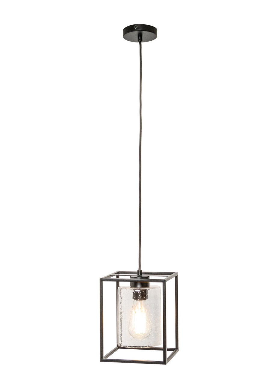 BHS Hardy 1 Light Pendant Matt Black (Adjustable 57-127cm x 18cm)