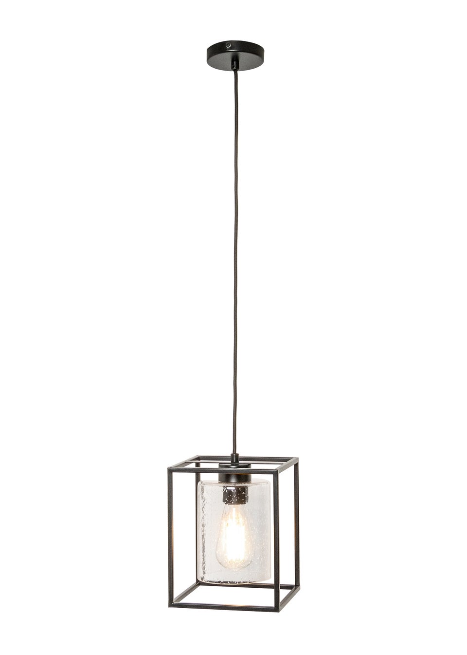 BHS Hardy 1 Light Pendant Matt Black (Adjustable 57-127cm x 18cm)