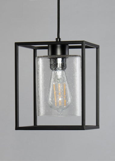 BHS Hardy 1 Light Pendant Matt Black (Adjustable 57-127cm x 18cm)