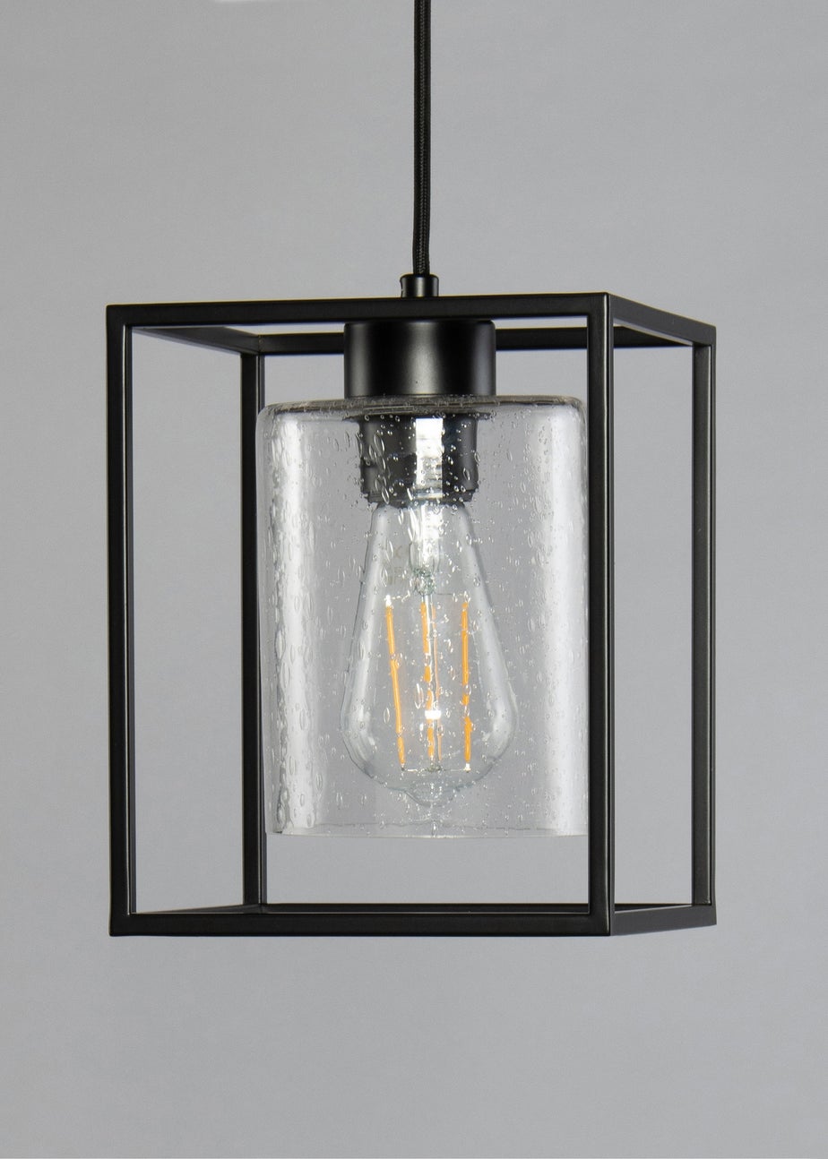 BHS Hardy 1 Light Pendant Matt Black (Adjustable 57-127cm x 18cm)