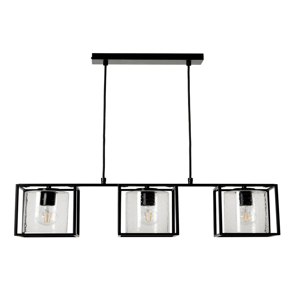 BHS Hardy 3 Light Diner Bar Matt Black (Adjustable 57-119cm x 60cm)