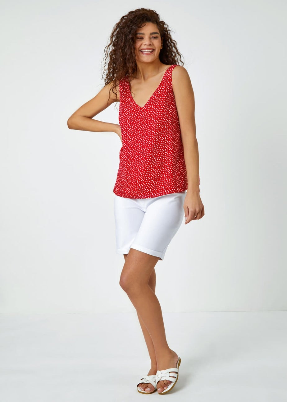 Roman Red Sleeveless Polka Dot Cami