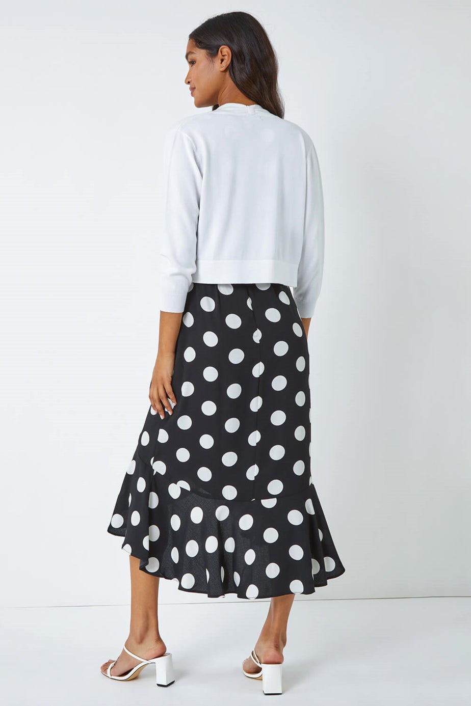 Roman White Knitted Bow Detail Shrug