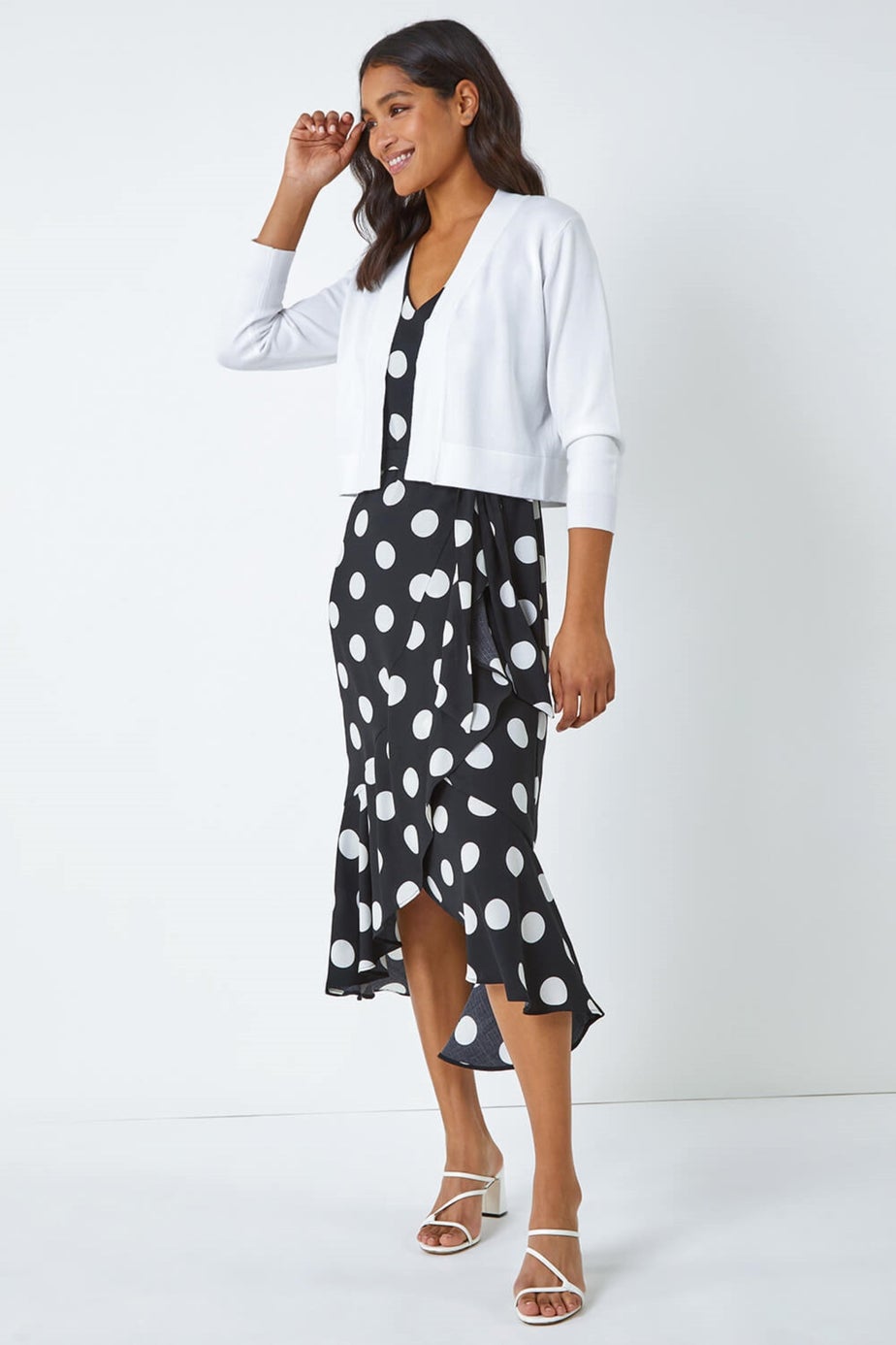 Roman White Knitted Bow Detail Shrug