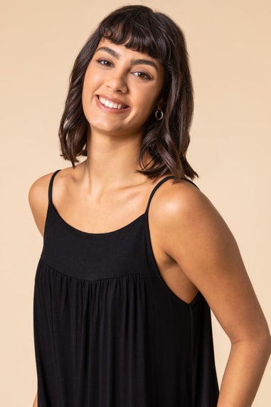 Roman Black Strappy Full Length Stretch Jumpsuit