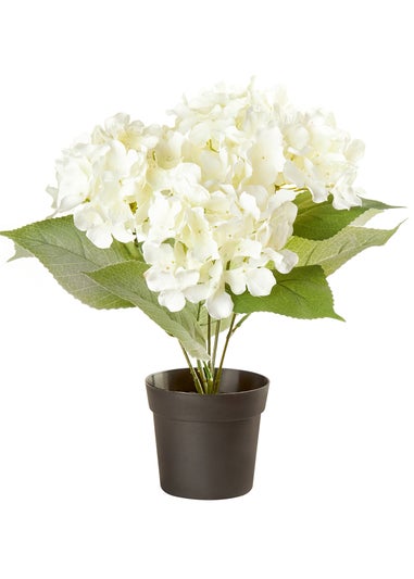 Premier Decorations Potted White Hydrangea Artificial Flower 39cm