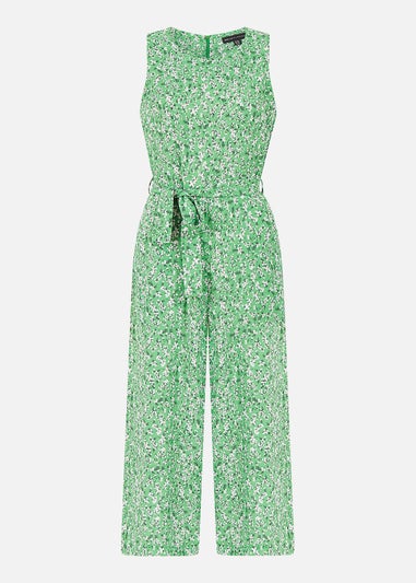 Mela Green Ditsy Flower Sleeveless Culotte Jumpsuit