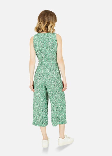 Mela Green Ditsy Flower Sleeveless Culotte Jumpsuit