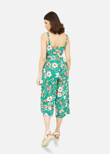 Mela Green Floral Print Culotte Jumpsuit