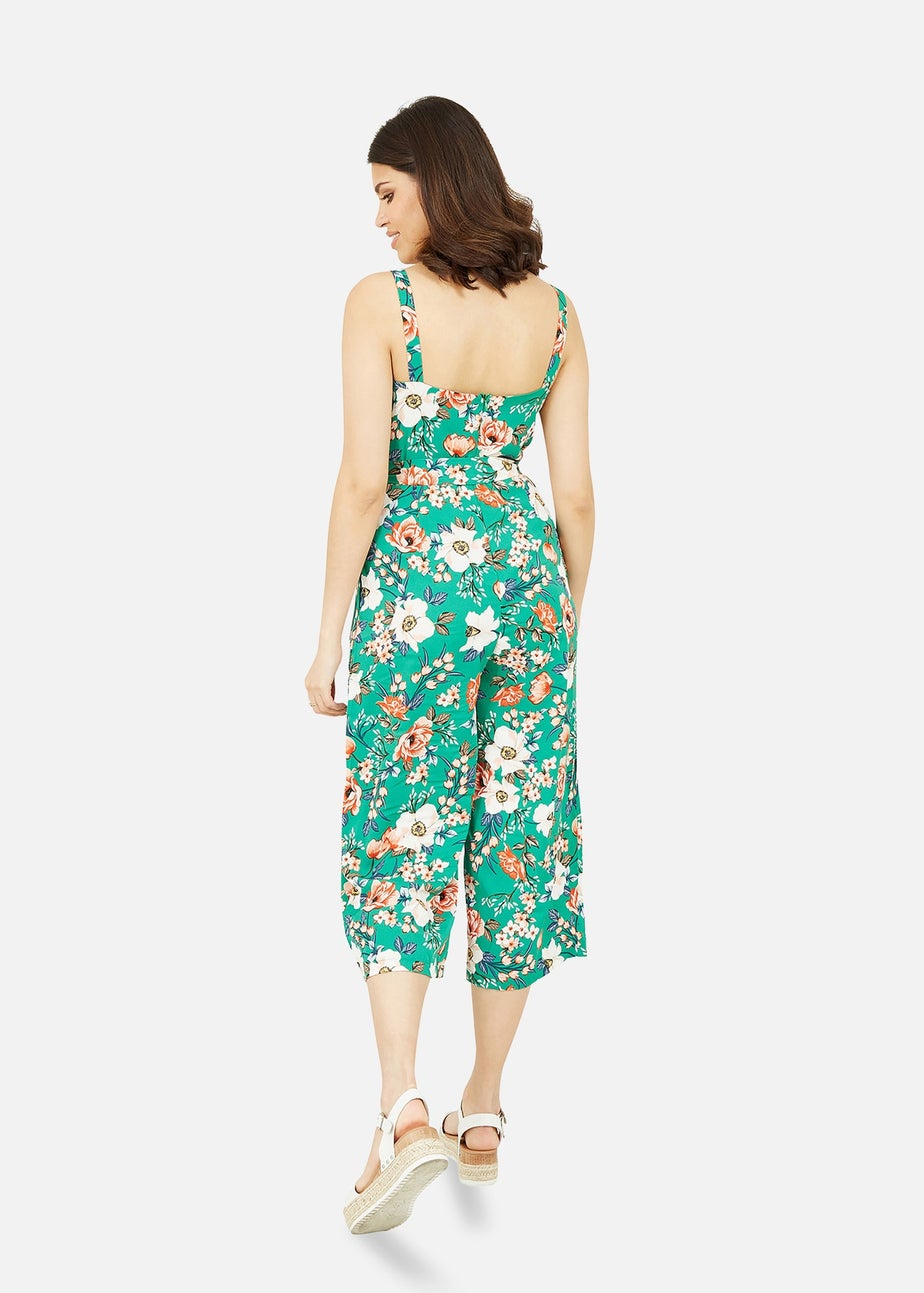 Mela Green Floral Print Culotte Jumpsuit