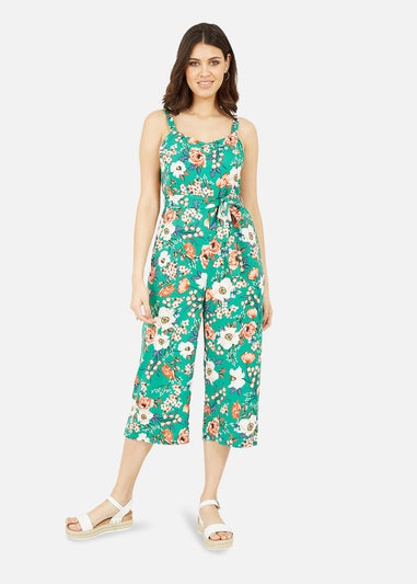 Mela Green Floral Print Culotte Jumpsuit