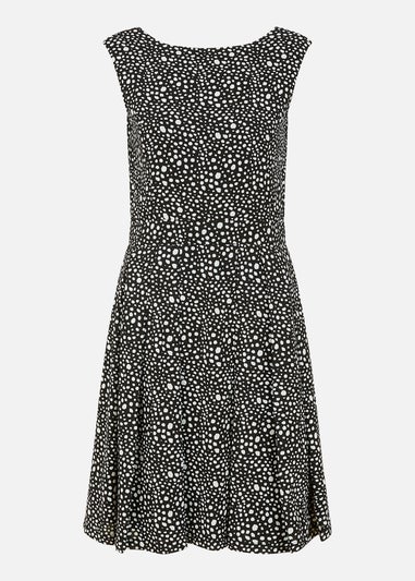 Mela Black Spot Print Skater Dress