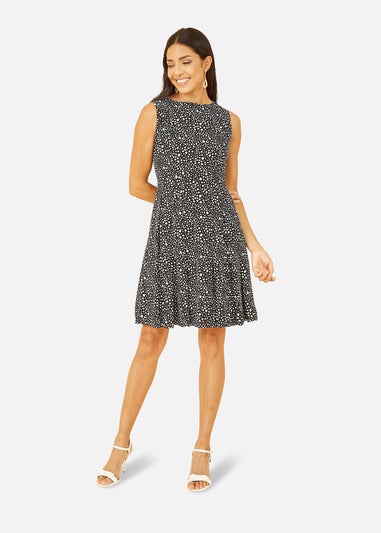 Mela Black Spot Print Skater Dress