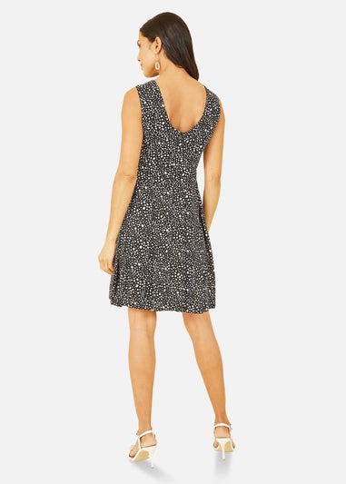 Mela Black Spot Print Skater Dress