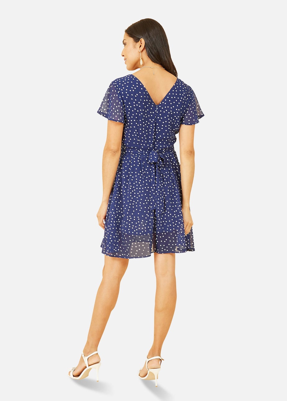Mela Navy Spot Skater Dress