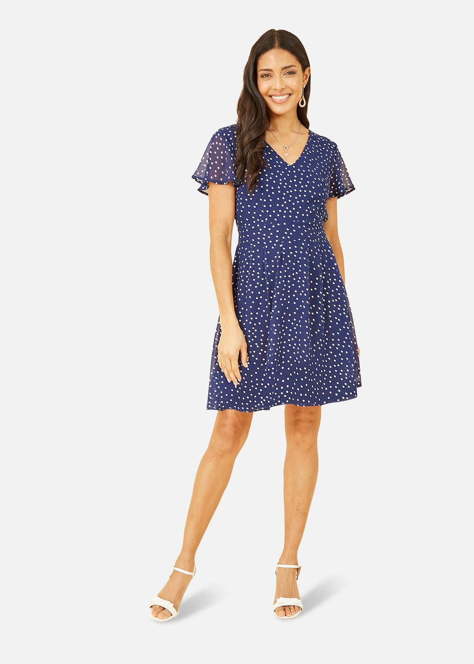 Mela Navy Spot Skater Dress