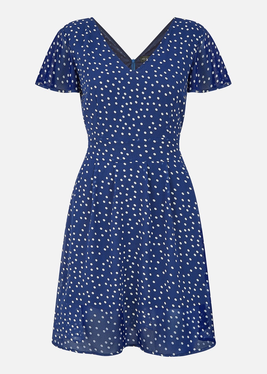 Mela Navy Spot Skater Dress