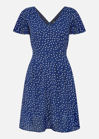 Mela Navy Spot Skater Dress