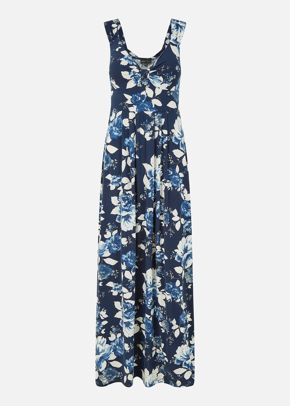 Mela Navy Floral Jersey Maxi Dress
