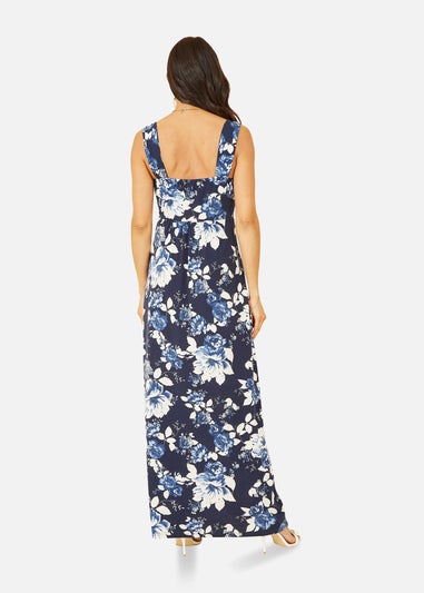 Mela Navy Floral Jersey Maxi Dress