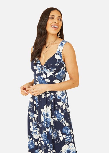 Mela Navy Floral Jersey Maxi Dress