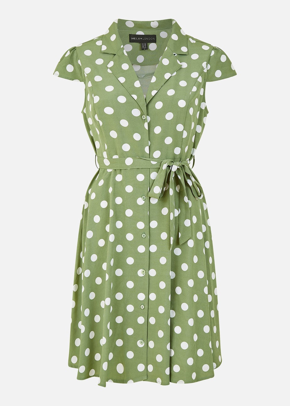 Mela Green Polka Dot Retro Shirt Dress