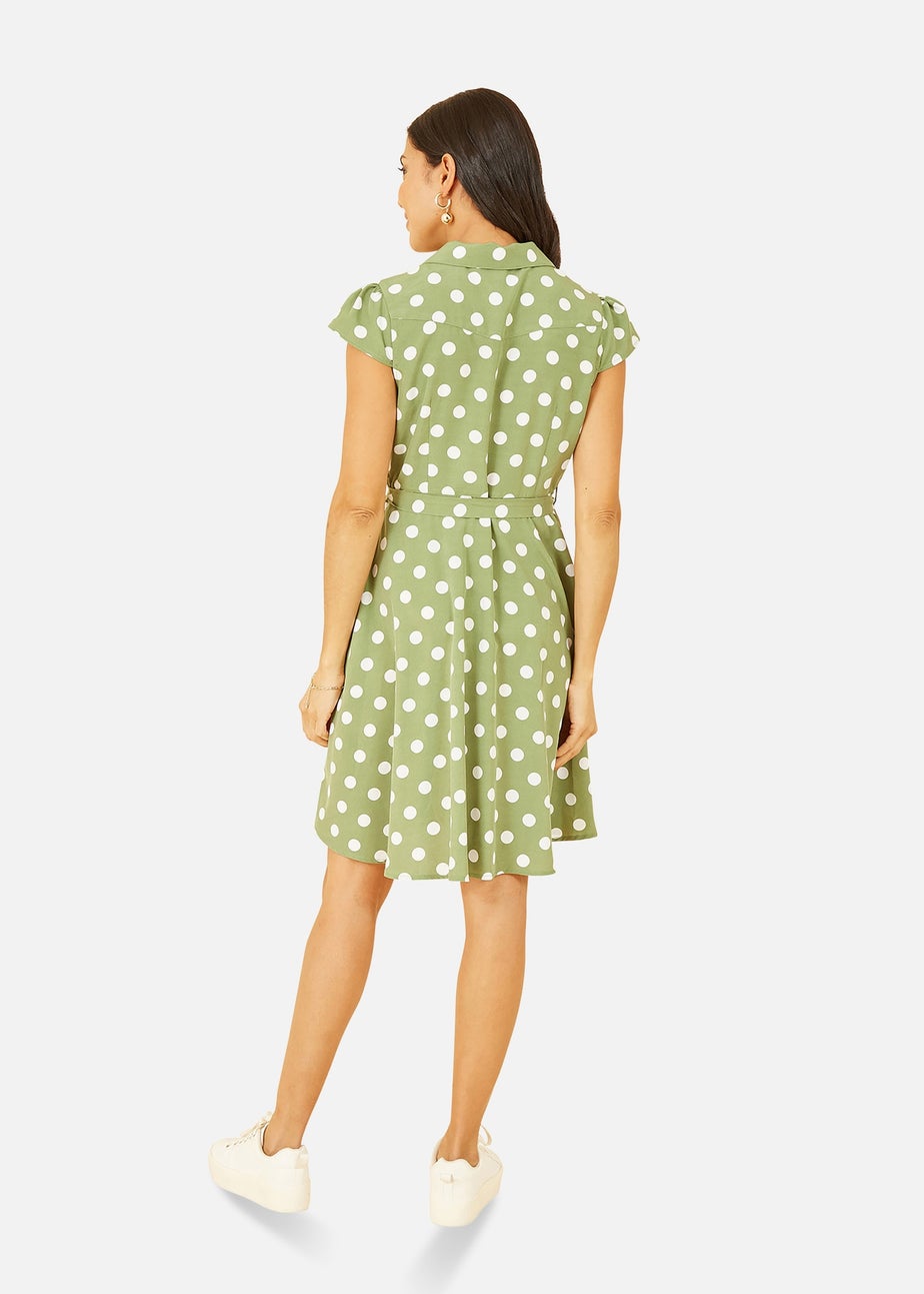 Mela Green Polka Dot Retro Shirt Dress