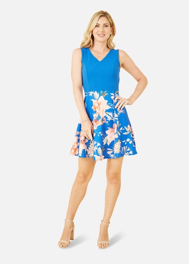Mela Blue Floral Skater Dress