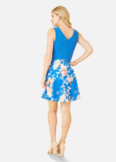 Mela Blue Floral Skater Dress