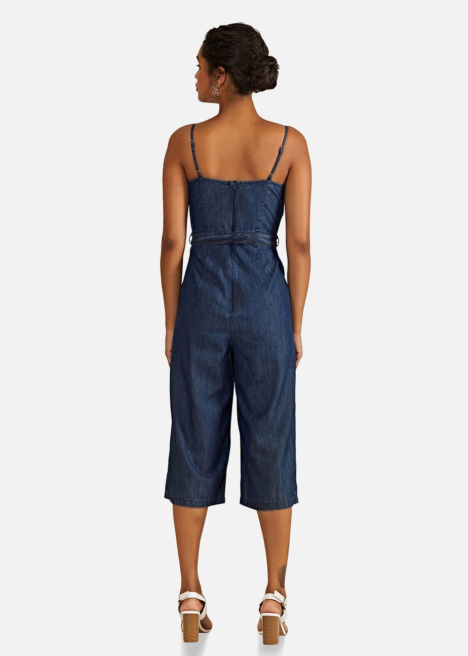 Yumi Blue Button Cotton Denim Jumpsuit