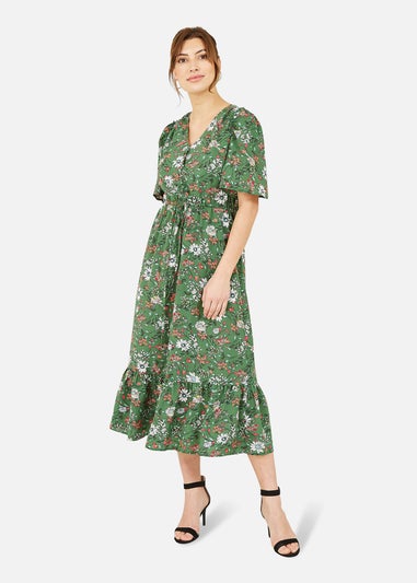 Yumi Green Daisy Print Midi Dress