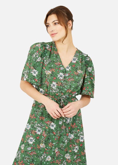 Yumi Green Daisy Print Midi Dress