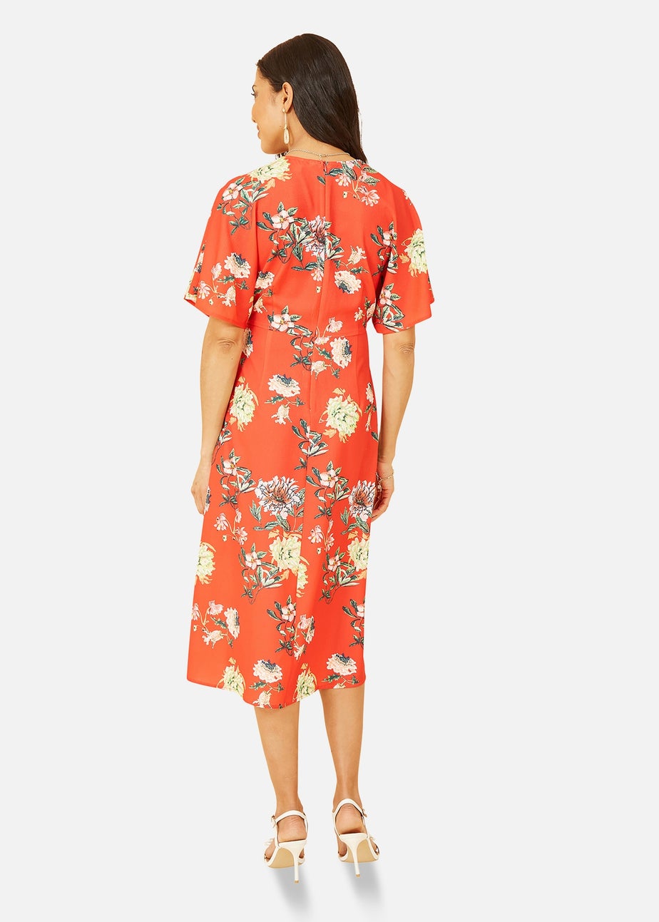 Yumi Red Floral Kimono Midi Dress
