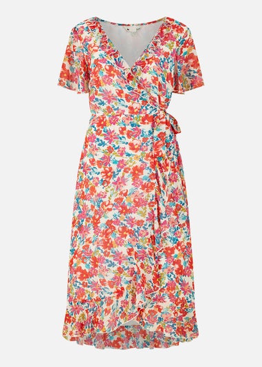 Yumi White Floral Wrap Midi Dress