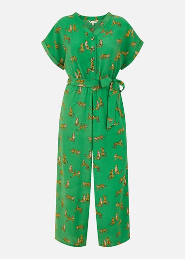 Yumi Green Cheetah Print Jumpsuit