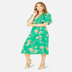 Yumi Green Floral Kimono Midi Dress