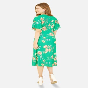 Yumi Green Floral Kimono Midi Dress