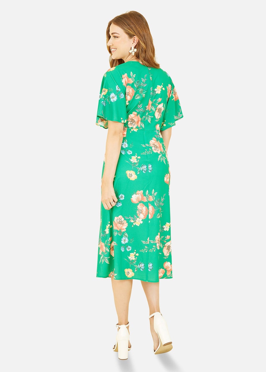 Yumi Green Floral Kimono Midi Dress